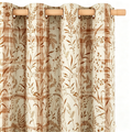 Heritage Taupe Plaid Meadow Botanical Grommet Curtain Panel