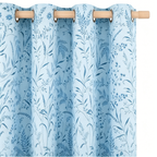 Sky Blue Meadow Botanical Grommet Curtain Panel