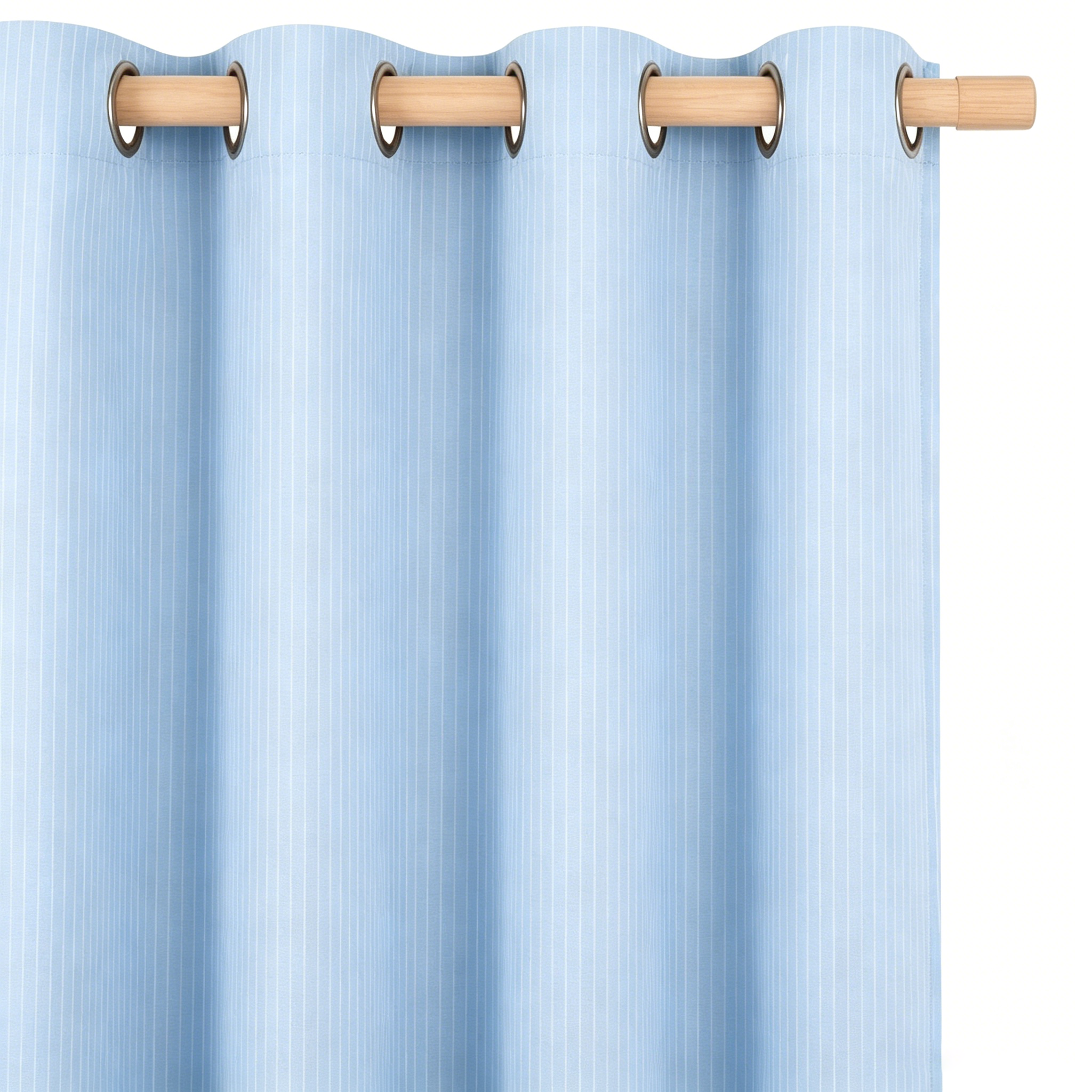 Serene Sky Blue Pinstripe Grommet Curtain Panel