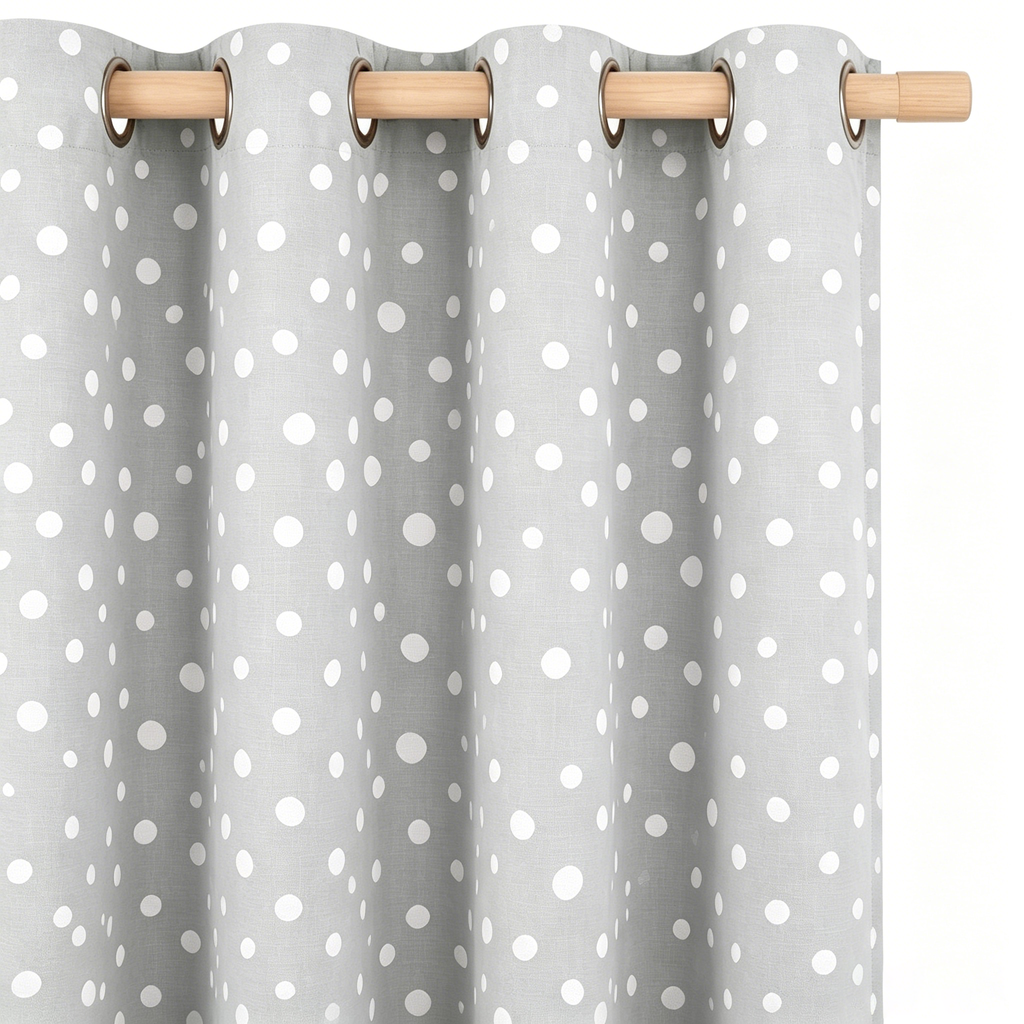Dove Grey Scattered Dot Grommet Curtain Panel