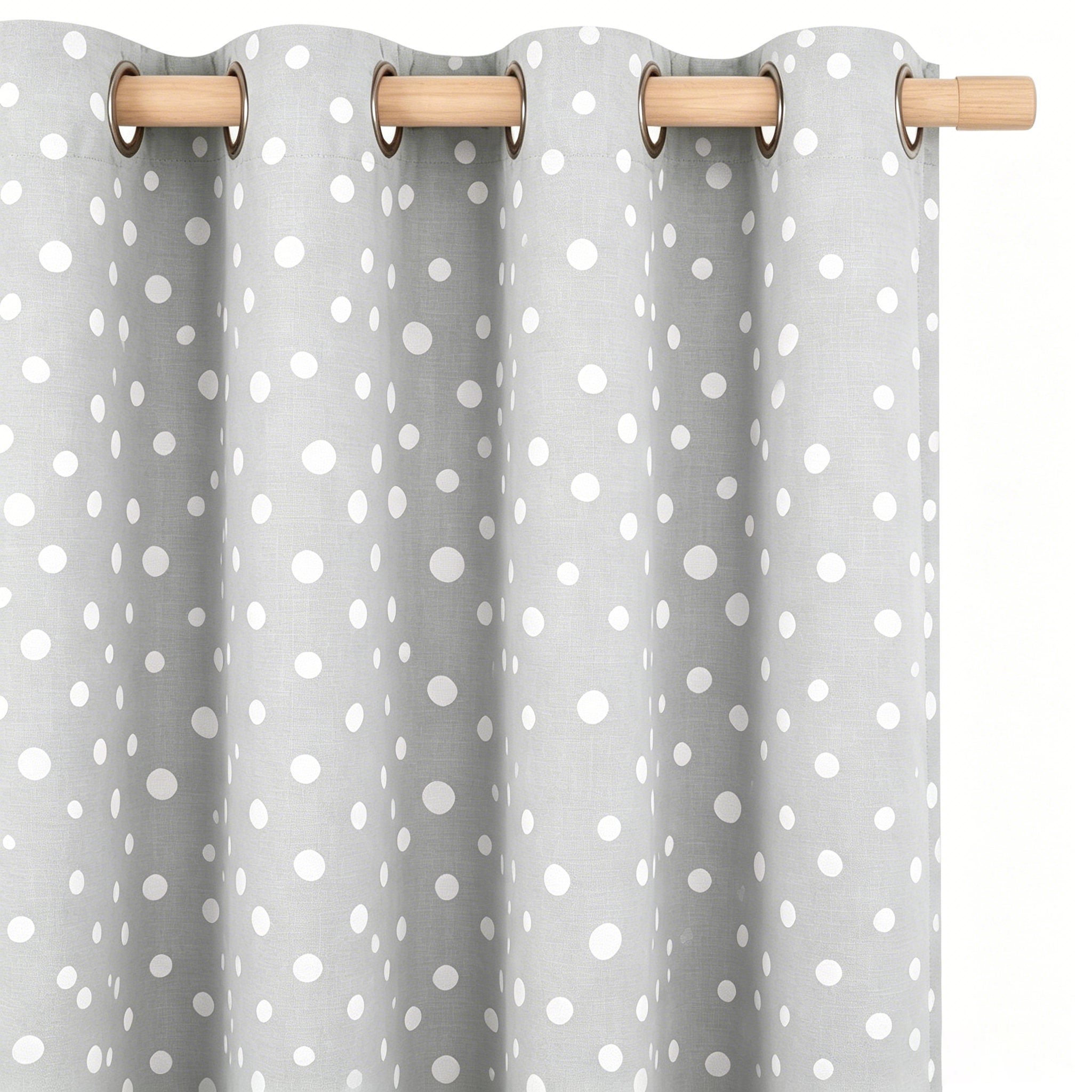 Dove Grey Scattered Dot Grommet Curtain Panel