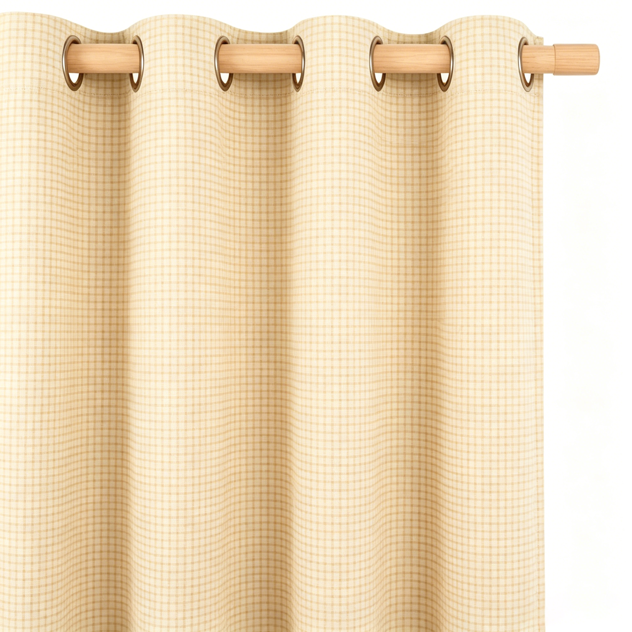 Champagne Gold Micro-Check Grommet Curtain Panel