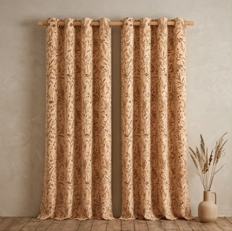 Champagne Meadow Botanical Grommet Curtain Panel
