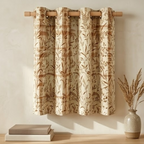 Heritage Taupe Plaid Meadow Botanical Grommet Curtain Panel