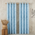 Sky Blue Meadow Botanical Grommet Curtain Panel