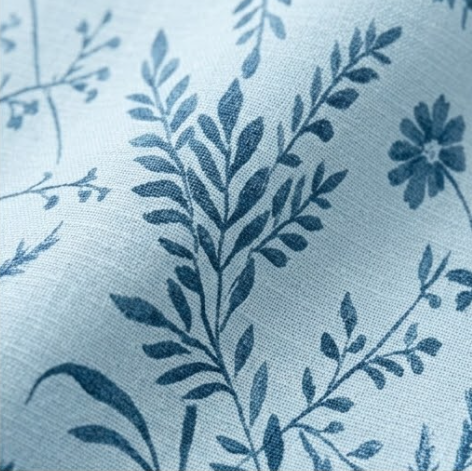 Sky Blue Meadow Botanical Grommet Curtain Panel