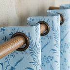 Sky Blue Meadow Botanical Grommet Curtain Panel