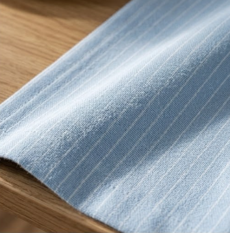 Serene Sky Blue Pinstripe Grommet Curtain Panel