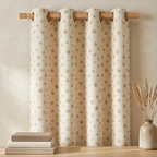 Vintage Taupe Rosebud Grommet Curtain Panel