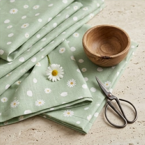 Muted Sage Daisy Meadow Grommet Curtain Panel