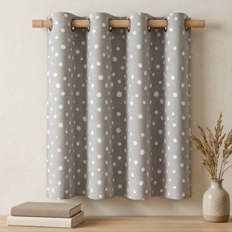 Dove Grey Scattered Dot Grommet Curtain Panel