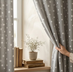 Dove Grey Scattered Dot Grommet Curtain Panel