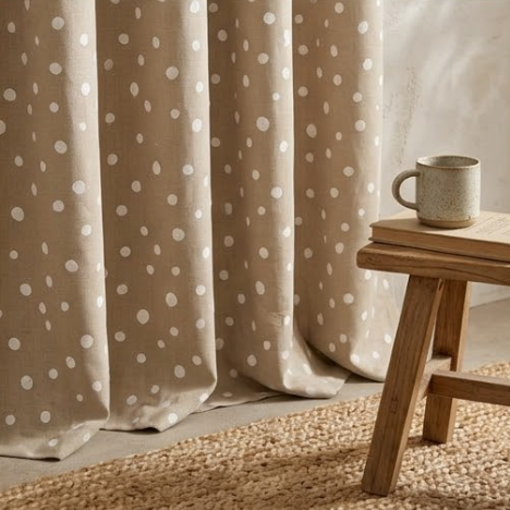 Taupe Scattered Leaf Dot Grommet Curtain Panel