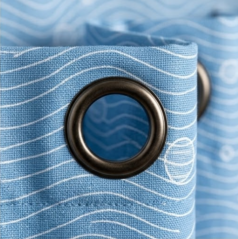 Coastal Blue Wavy Dot Grommet Curtain Panel