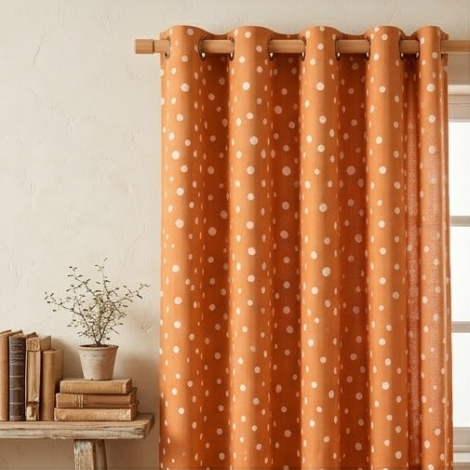 Terracotta Scattered Dot Grommet Curtain Panel