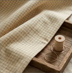Champagne Gold Micro-Check Grommet Curtain Panel