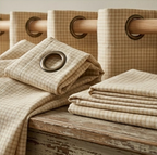 Champagne Gold Micro-Check Grommet Curtain Panel