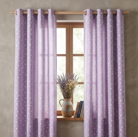 Lavender Scattered Dot Grommet Curtain Panel